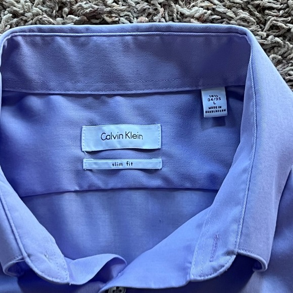 Calvin Klein Slim Fit Dress Shirt Mens 16 1/2 34/35 Lavender Purple Button Up - Picture 3 of 4